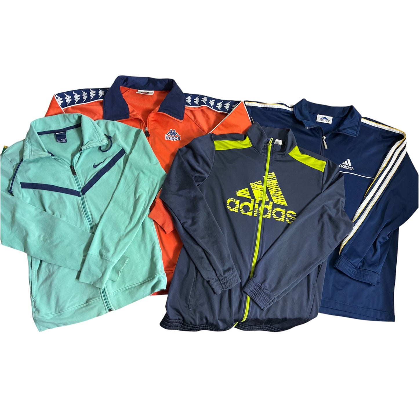 STOCK FELPE GIACCHE ADIDAS,NIKE ,TOMMY HILFIGER NAPAPIJRI ,MIX VINTAGE STOCK DA 20PZ TRACK TOP