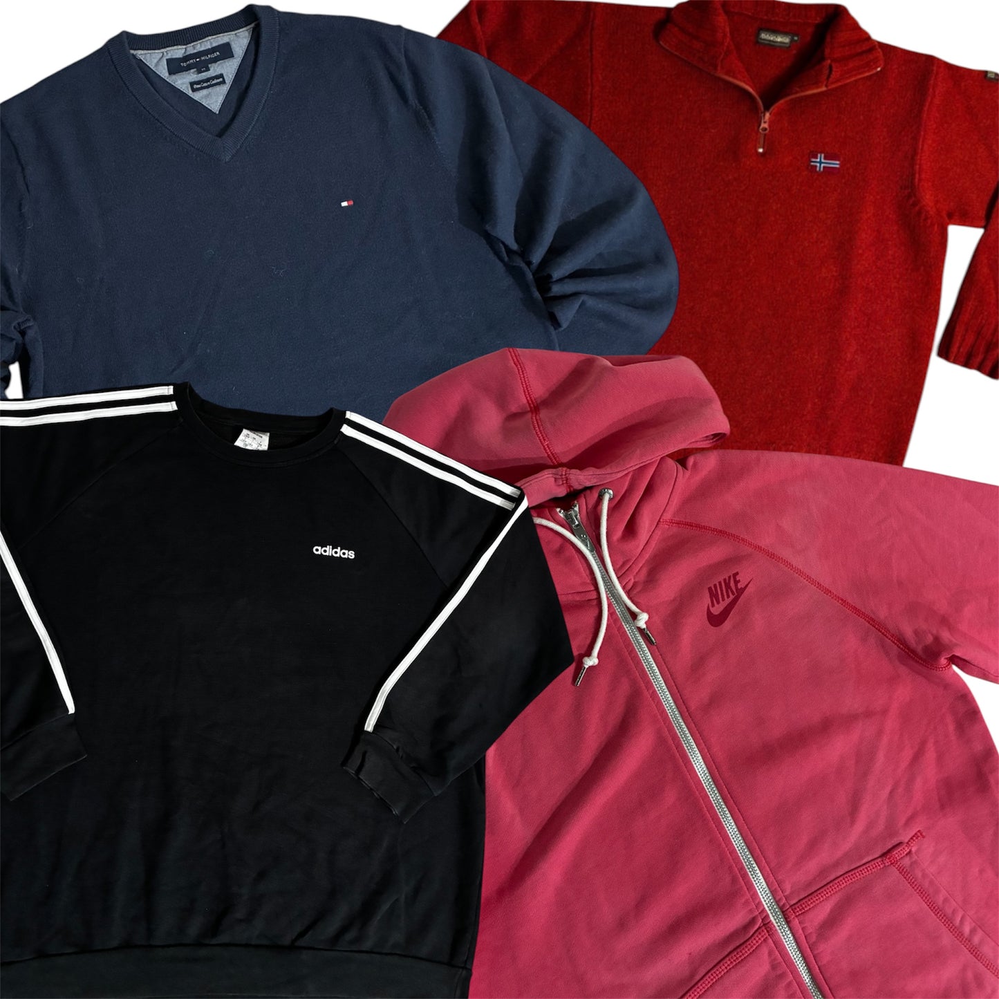 STOCK FELPE GIACCHE ADIDAS,NIKE ,TOMMY HILFIGER NAPAPIJRI ,MIX VINTAGE STOCK DA 20PZ TRACK TOP
