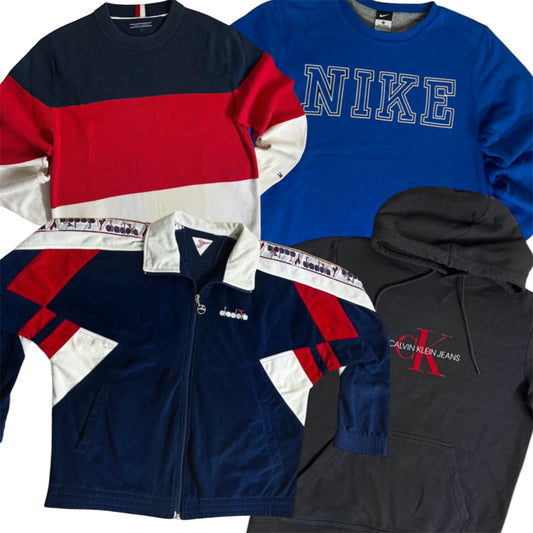 STOCK FELPE GIACCHE ADIDAS,NIKE ,TOMMY HILFIGER NAPAPIJRI ,MIX VINTAGE STOCK DA 20PZ TRACK TOP